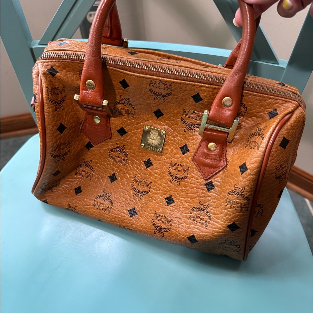 MCM cognac Boston bag